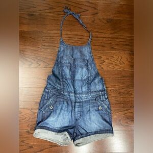 CHIP AND PEPPER Women’s Backless Halter Denim Jean Overalls Shorts size 25 Y2K